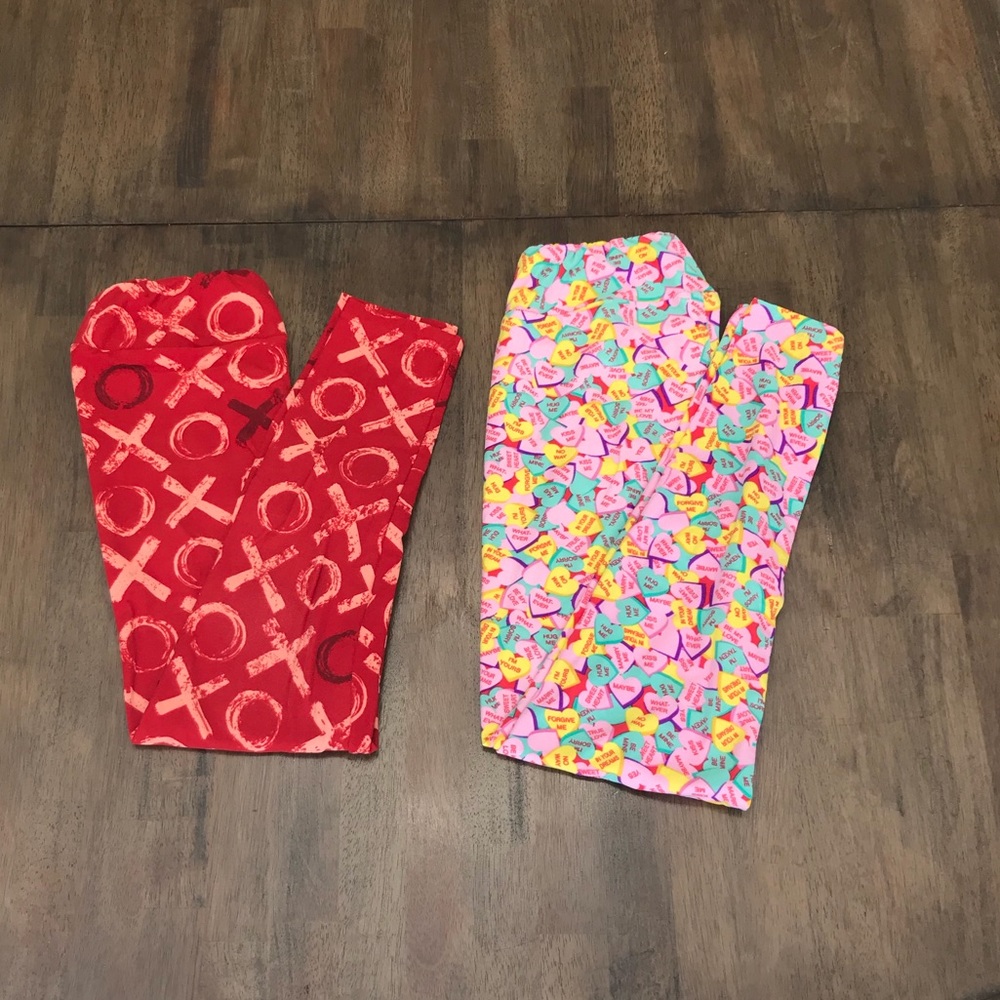 Lot of Two OS Vintage LuLaRoe Valentine Leggings